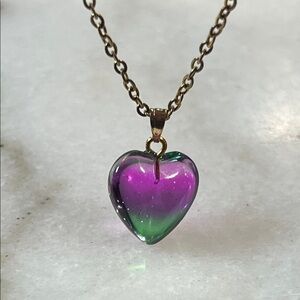 Gold Necklace with Vibrant Heart Pendant